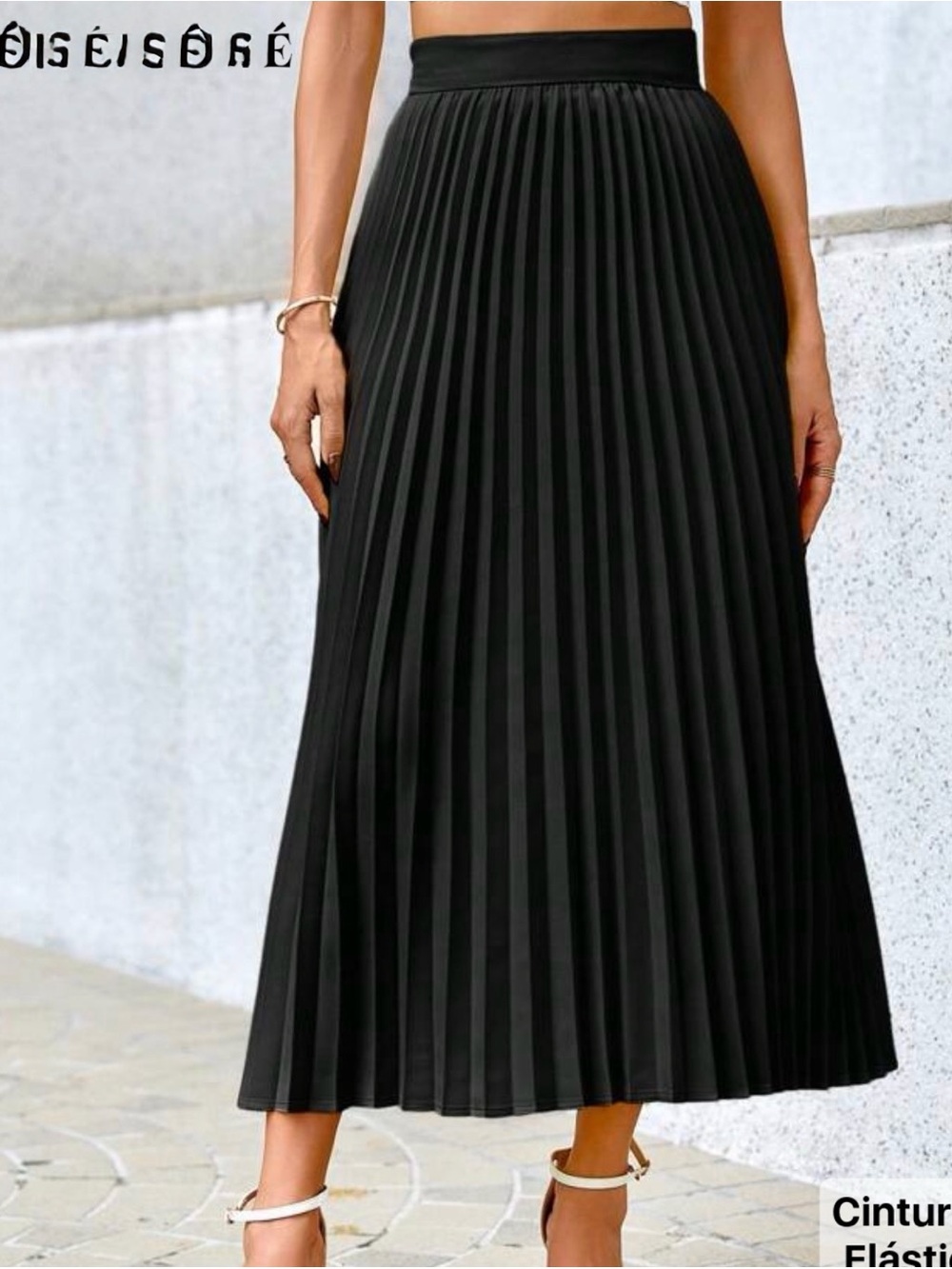 SHEIN Black Pleated Midi Skirt